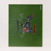 Nationale Golfdag, grappige groene hondengolf Legpuzzel (Verticaal)