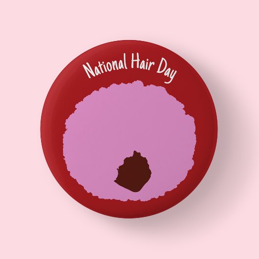 Nationale Haar Dag - Roze Afro Badge/ Ronde Button 5,7 Cm