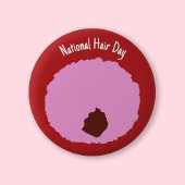 Nationale Haar Dag - Roze Afro Badge/ Ronde Button 5,7 Cm