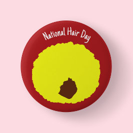 Nationale Haardag - Gele Afro Badge/ Ronde Button 5,7 Cm