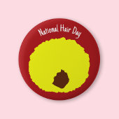 Nationale Haardag - Gele Afro Badge/ Ronde Button 5,7 Cm