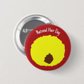 Nationale Haardag - Gele Afro Badge/ Ronde Button 5,7 Cm (Voorkant /achterkant)