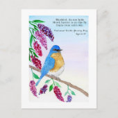 Nationale Haiku Waterverf Blauwe Vogel in Lila Boo Briefkaart (Voorkant)