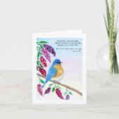 Nationale Haiku Waterverf Blauwe Vogel in Lila Boo Kaart (Voorkant)