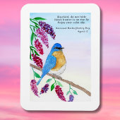 Nationale Haiku Waterverf Blauwe Vogel in Lila Boo Magneet