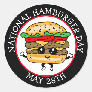 Nationale hamburgerdag 28 mei ronde sticker