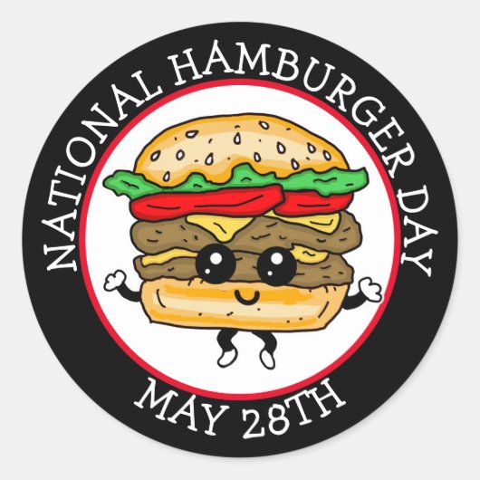 Nationale hamburgerdag 28 mei ronde sticker (Voorkant)