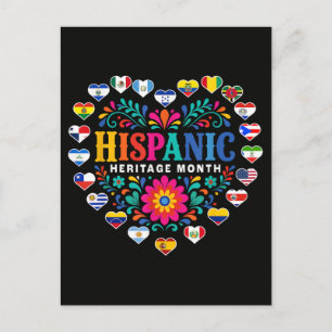 Nationale Hispanic Erfgoed Maand Hart Vlaggen Feestdagenkaart