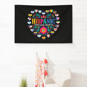 Nationale Hispanic Erfgoed Maand Hart Vlaggen Spandoek