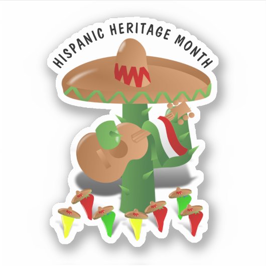 Nationale Hispanic Heritage Maand - Cactus Sticker (Voorkant)