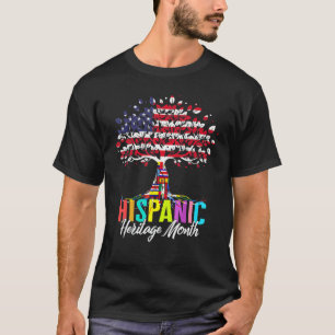 Nationale Hispanics Erfgoed Maand Vlaggen Boom Wor T-shirt