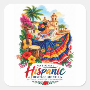 Nationale Hispanische Erfgoedmaand – Kleurrijk Cul Vierkante Sticker
