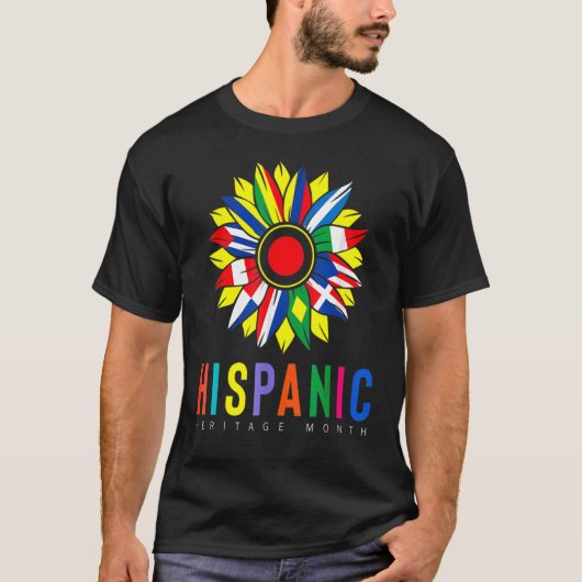 Nationale hispanische erfgoedmaand Latino Flags Su T-shirt (Voorkant)