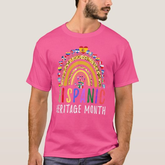 Nationale hispanische erfgoedmaand regenboog t-shirt (Voorkant)