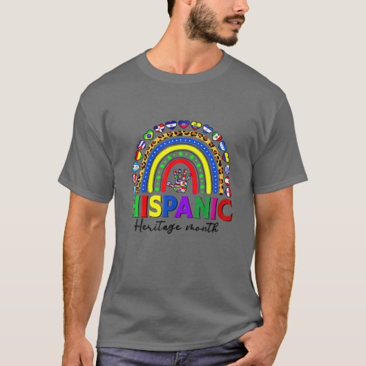 Nationale hispanische erfgoedmaand regenboog t-shirt (Voorkant)