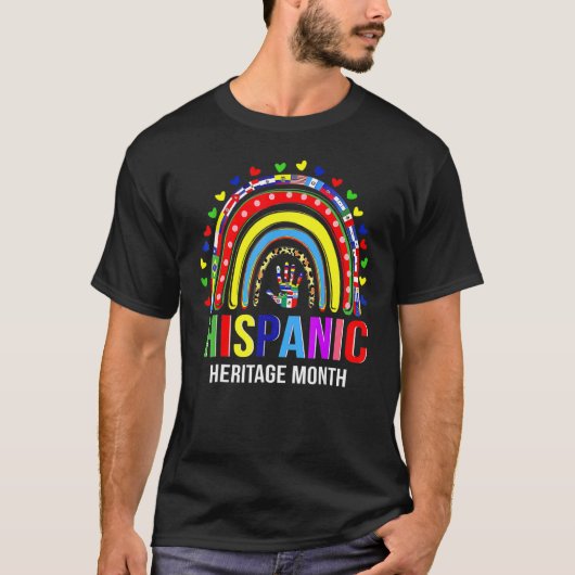 Nationale hispanische erfgoedmaand regenboog t-shirt (Voorkant)