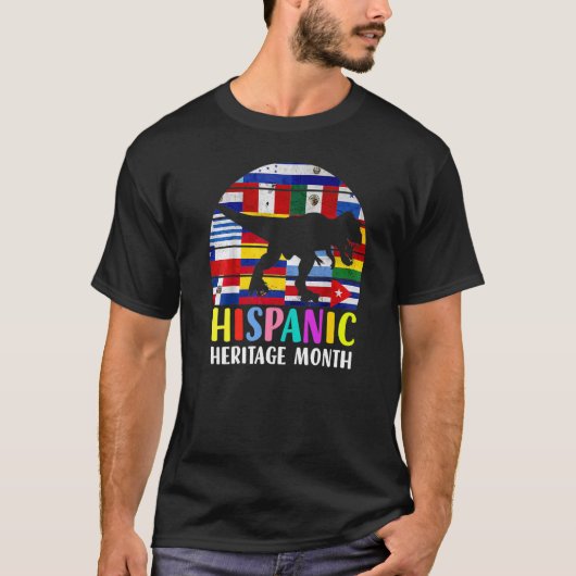 Nationale historische montair van hispanic Dinosau T-shirt (Voorkant)
