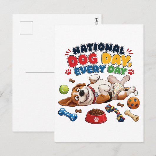 Nationale Hondendag Elke Dag Briefkaart (Voorkant / Achterkant)