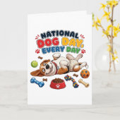 Nationale Hondendag Elke Dag Kaart (Gele Bloem)