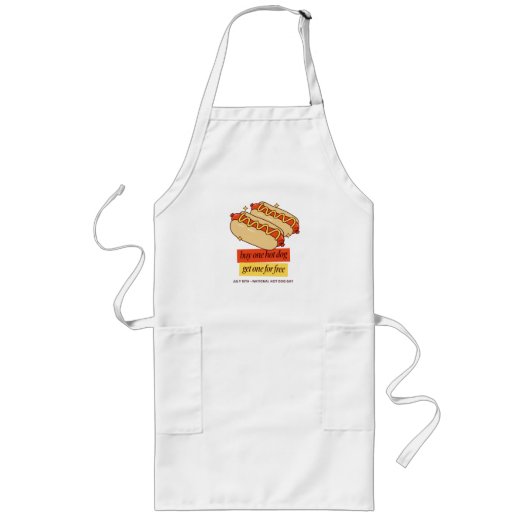 Nationale Hotdogdag Retro Voedsel Kunst Lang Schort (Voorkant)