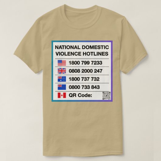 Nationale hotlines voor huiselijk geweld t-shirt (Design voorkant)