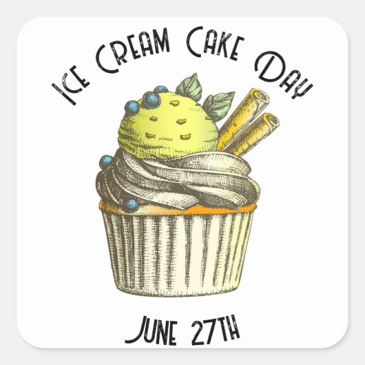 Nationale Ice Cream Cake Day Custom Vierkante Sticker (Voorkant)