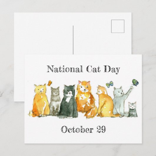 Nationale kat Dag oktober 29 Tuxedo Calico Cat Briefkaart (Voorkant / Achterkant)