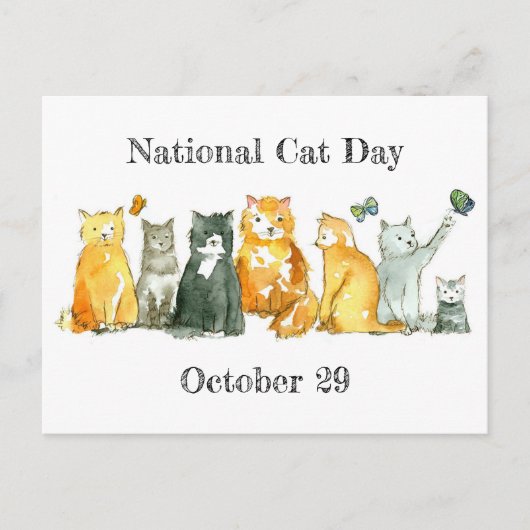 Nationale kat Dag oktober 29 Tuxedo Calico Cat Briefkaart (Voorkant)
