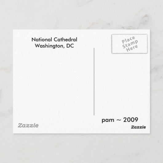 Nationale kathedraal briefkaart (Achterkant)