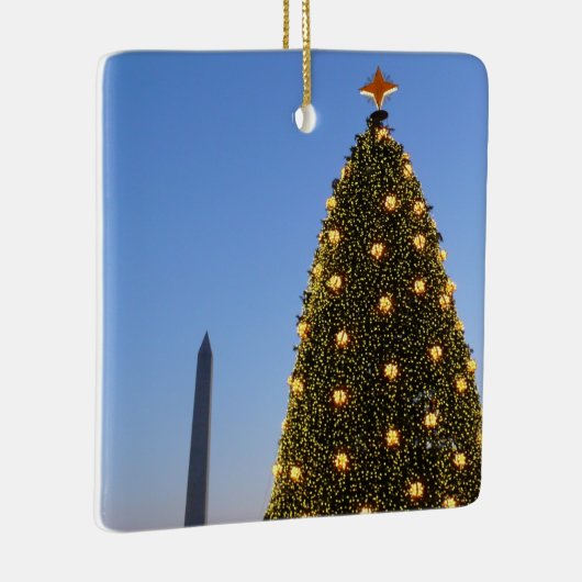 Nationale kerstboom en Washington Monument Keramisch Ornament (Rechts)
