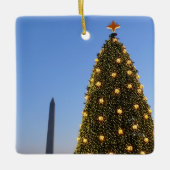 Nationale kerstboom en Washington Monument Keramisch Ornament (Voorkant)