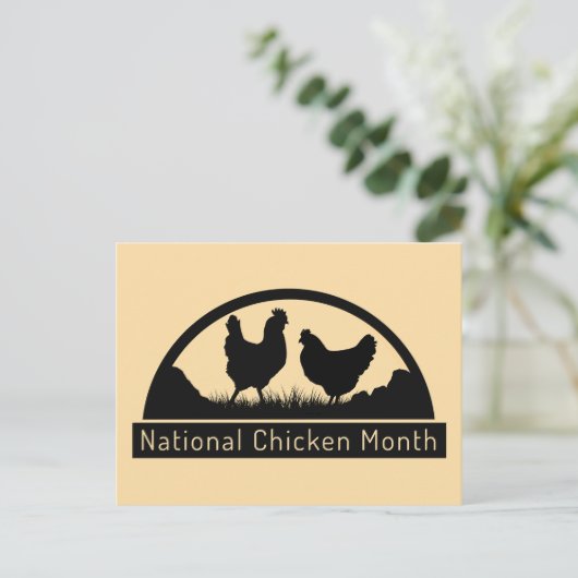 Nationale Kippenmaand, haan en kip Briefkaart (Staand voorkant)