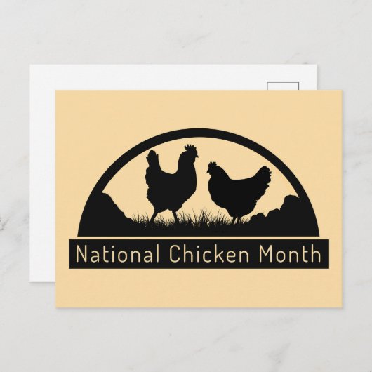 Nationale Kippenmaand, haan en kip Briefkaart (Voorkant / Achterkant)