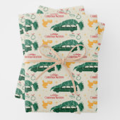 Nationale Lampoon kerstboom op auto patroon Inpakpapier Vel (In situ)