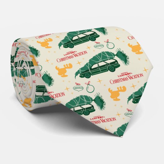 Nationale Lampoon kerstboom op auto patroon Stropdas (Opgerold)