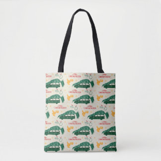Nationale Lampoon kerstboom op auto patroon Tote Bag