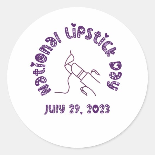 Nationale Lipstick Dag 29 juli 2023 Ronde Sticker (Voorkant)