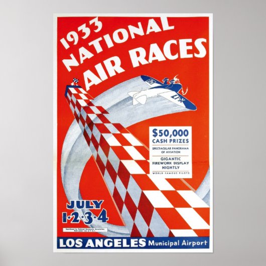 Nationale Luchtraces, 1933. Oude reclame Poster (Voorkant)