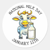 Nationale Melkdag 11 januari Ronde Sticker (Voorkant)