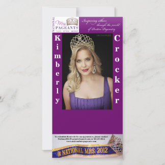 NATIONALE MEVROUW PAGEANTS AUTOGRAPH KAART