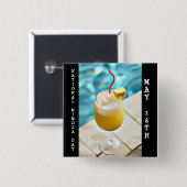 Nationale Mimosa Dag 16 mei Drink Vakantie Vierkante Button 5,1 Cm (Voorkant /achterkant)