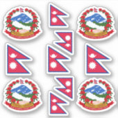 Nationale Nepalese symbolen/wapenschild en vlag Sticker (Voorkant)