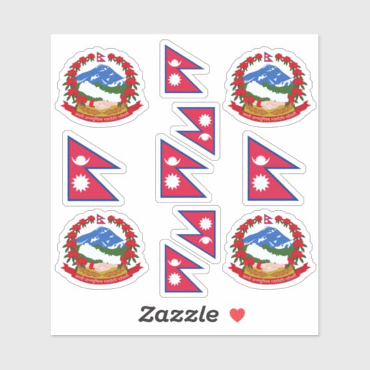 Nationale Nepalese symbolen/wapenschild en vlag Sticker (Vel)