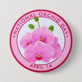 Nationale orchidedag, roze orchideeën ronde button 7,6 cm