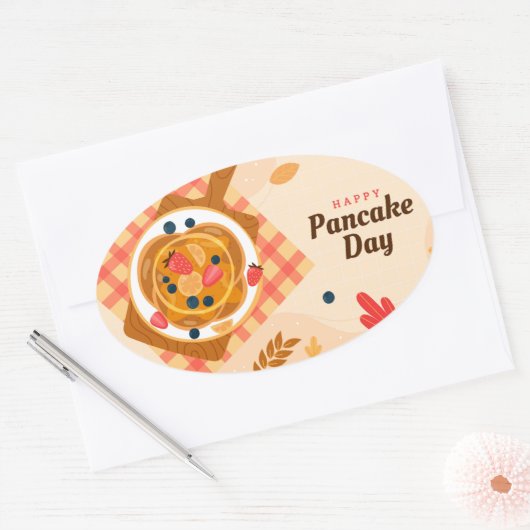 Nationale Pannenkoekendag Ovale Sticker (Envelop)
