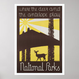 Nationale parken Deer en Antelope Poster