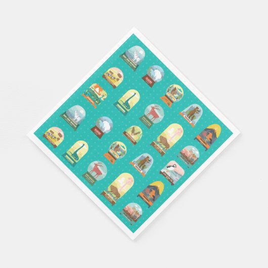 Nationale parken in Blauwgroen Napkins Servet (Hoek)