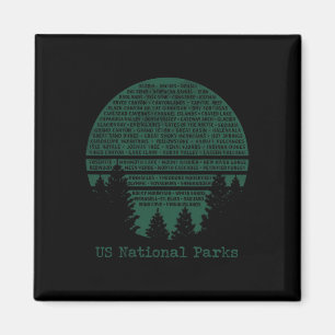 Nationale parken lijst Usa Woord Kunst Wolk Bomen Magneet