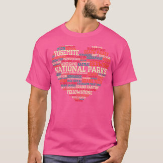 Nationale parken lijst Woordwolk hart Camping Mann T-shirt