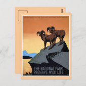 Nationale parken met WPA-reisposter Briefkaart (Voorkant / Achterkant)